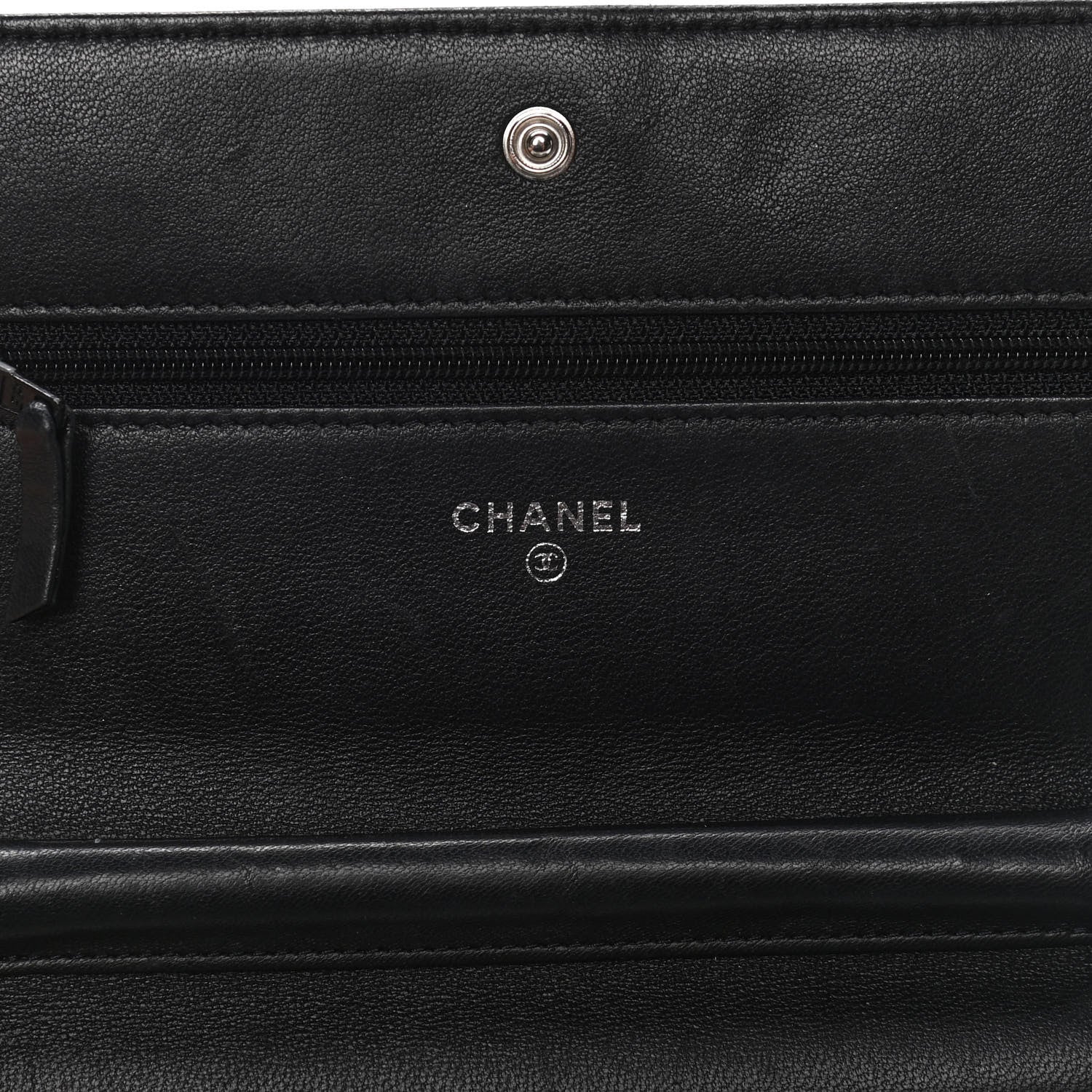 Chanel Lambskin Camellia Embossed Wallet on Chain WOC Black 8 of 10