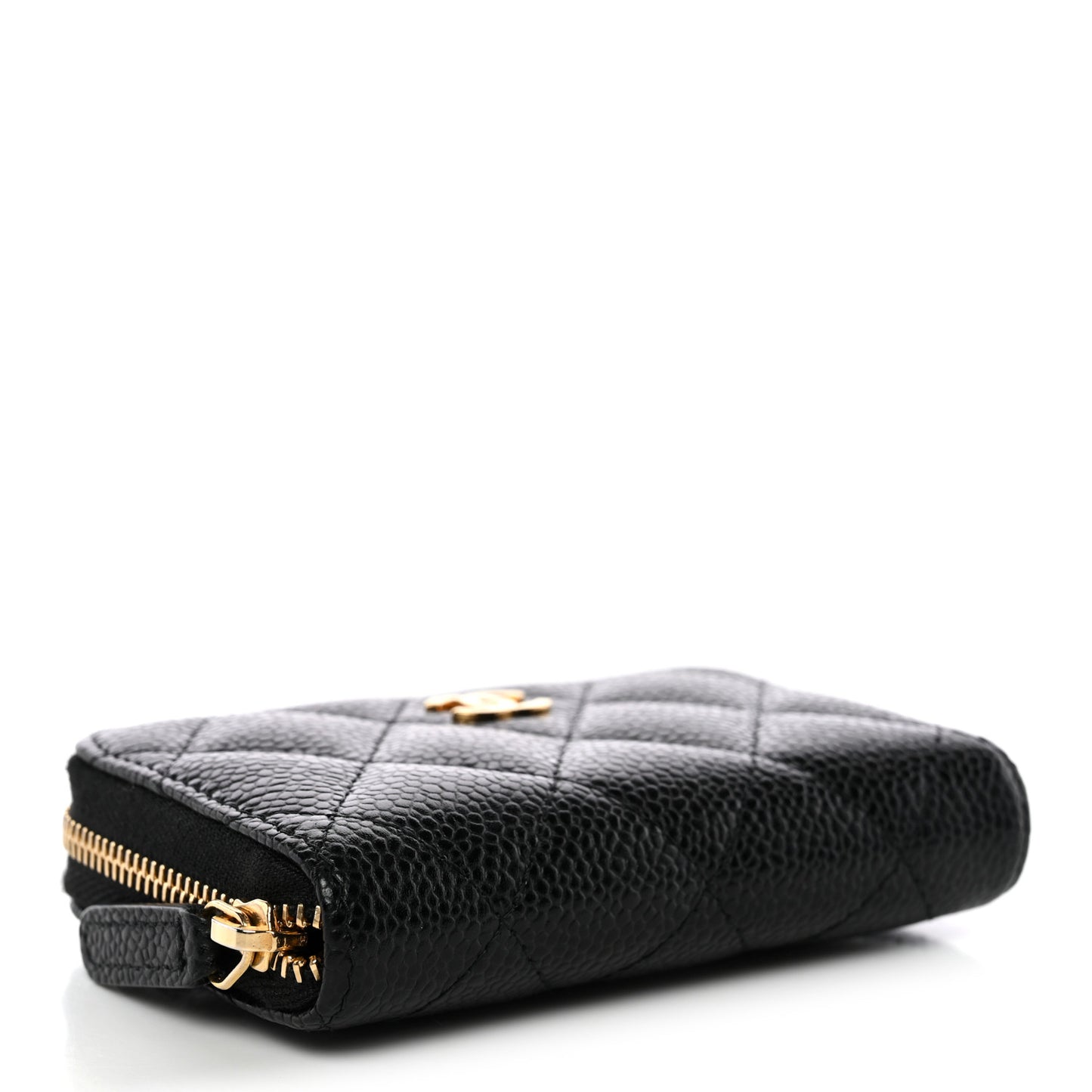 Caviar Quilted Zip Coin Purse Black