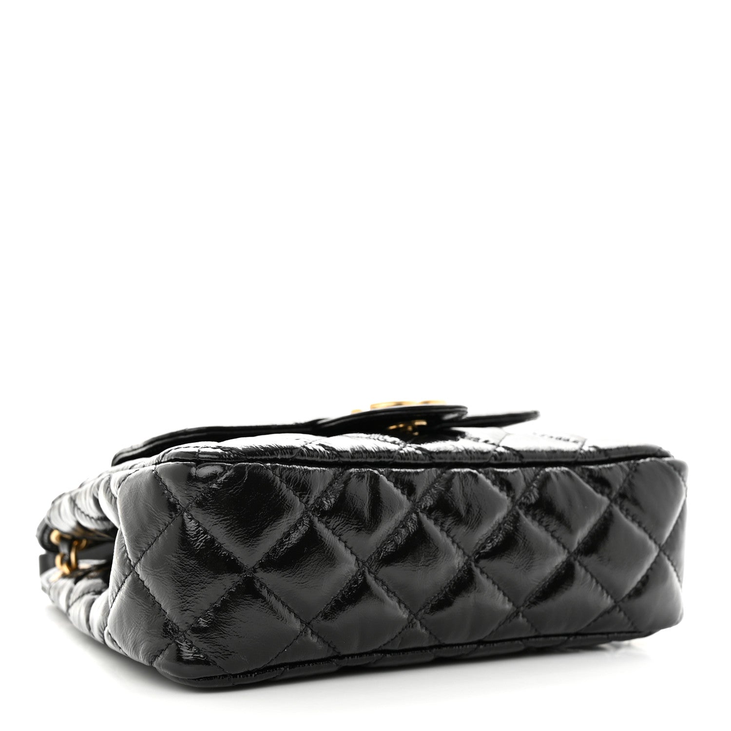 Chanel Shiny Crumpled Calfskin Quilted Small Wavy CC Hobo Black 4 of 11