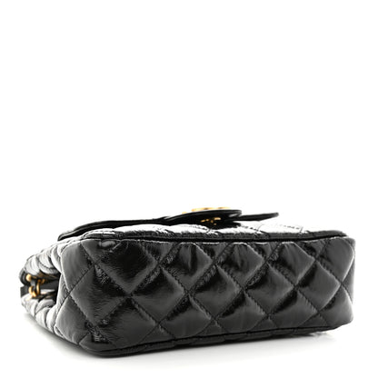 Chanel Shiny Crumpled Calfskin Quilted Small Wavy CC Hobo Black 4 of 11