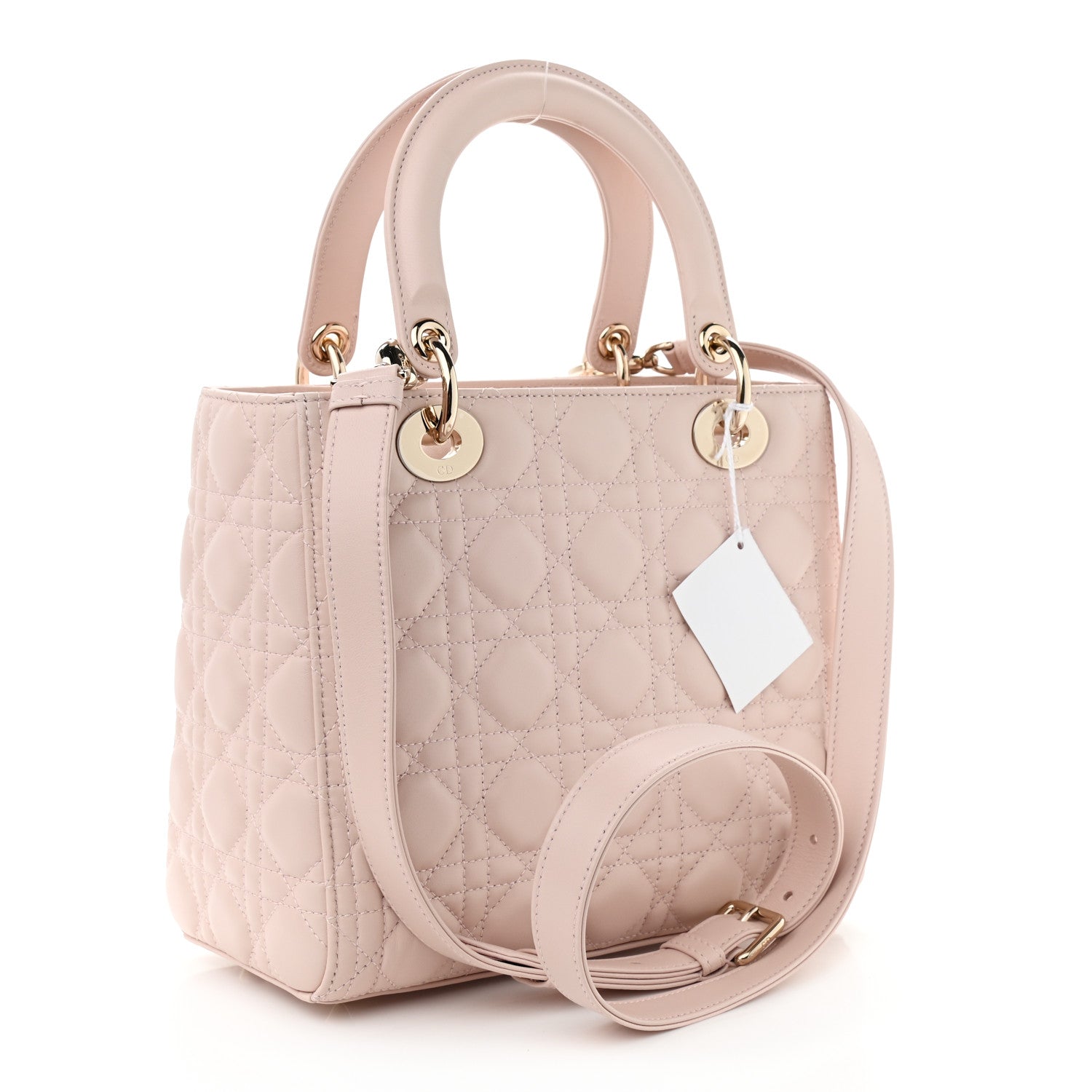 Christian Dior Lambskin Cannage Medium Lady Dior Rose Poudre 2 of 9