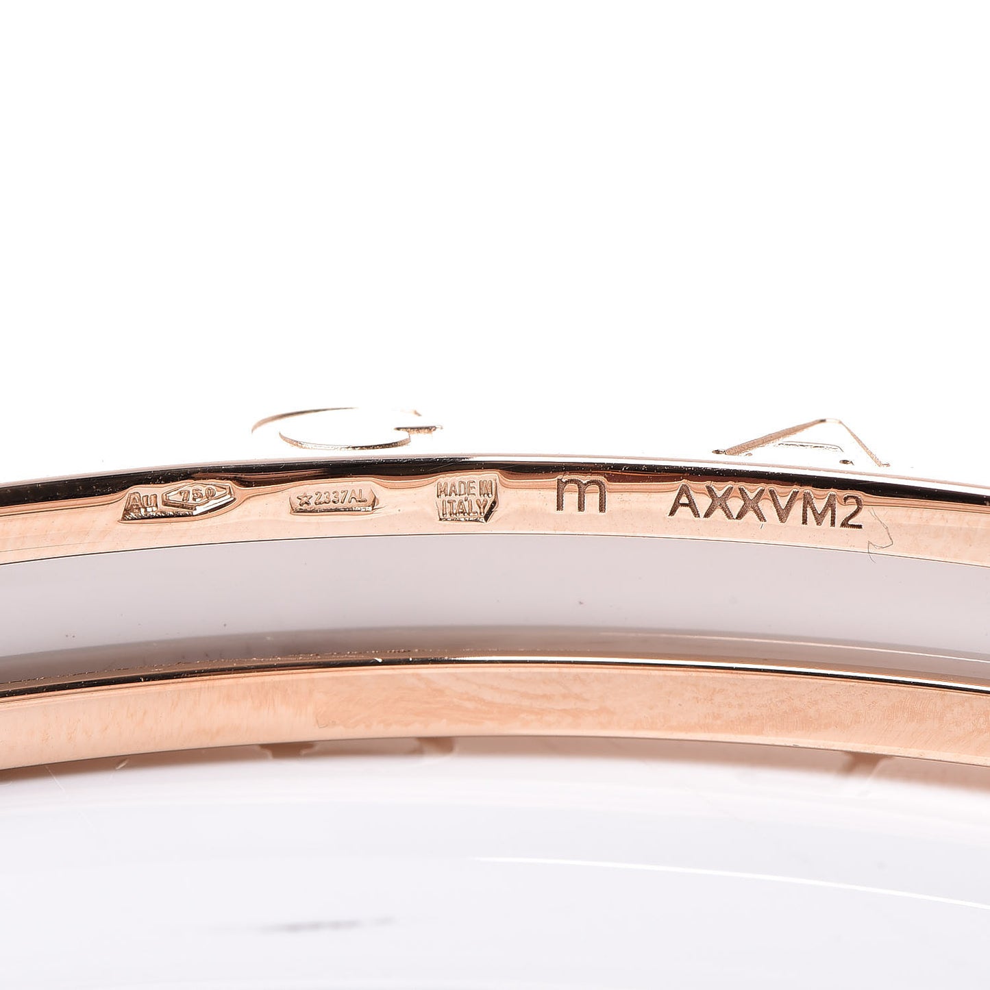 18K Rose Gold White Ceramic B.Zero1 Bangle Bracelet M