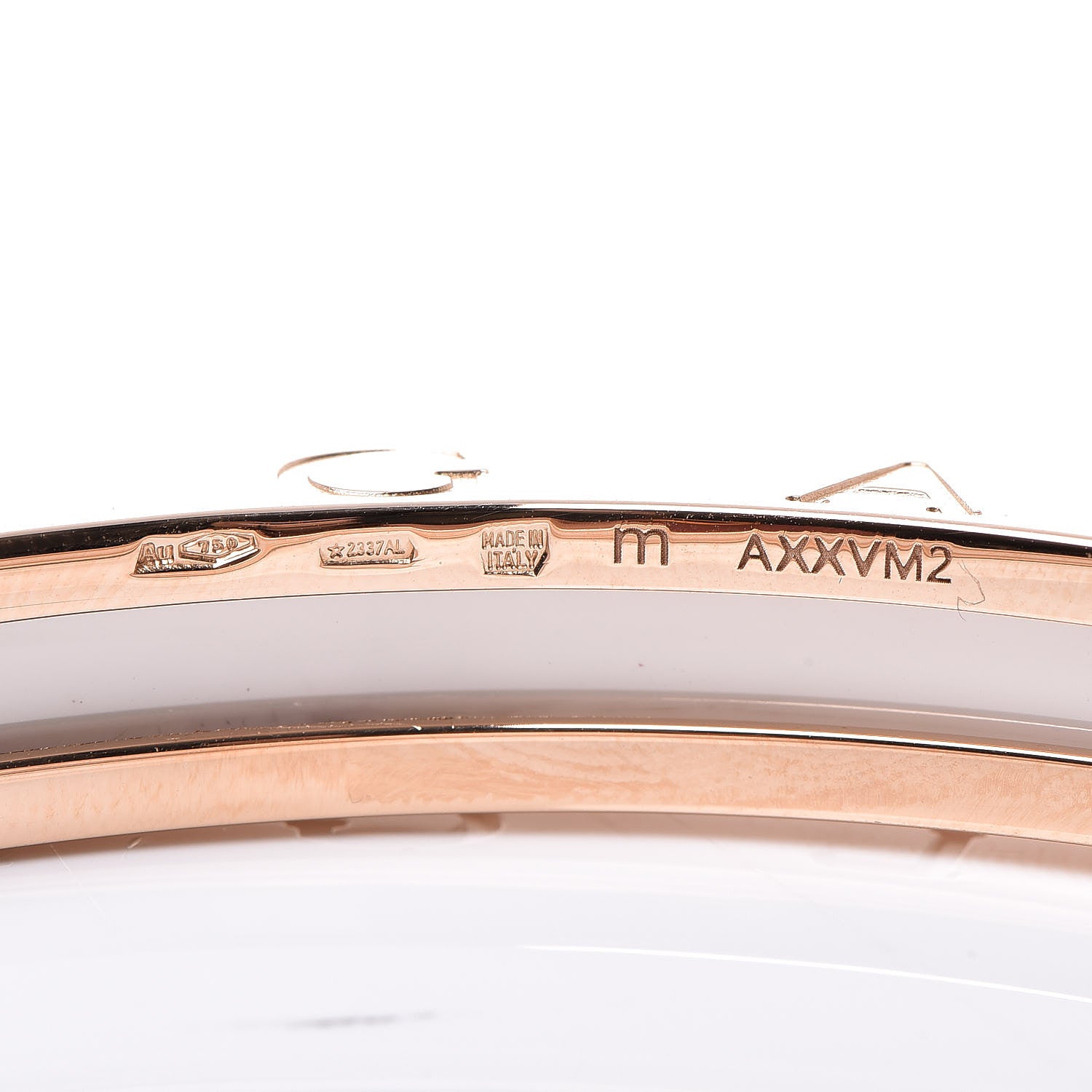 Bulgari 18K Rose Gold White Ceramic B.Zero1 Bangle Bracelet M 5 of 7