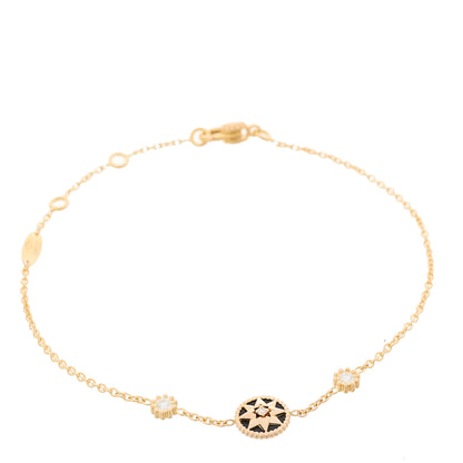 Christian Dior 18K Rose Gold Diamond Black Onyx 3 Station Rose Des Vents Bracelet 1 of 5