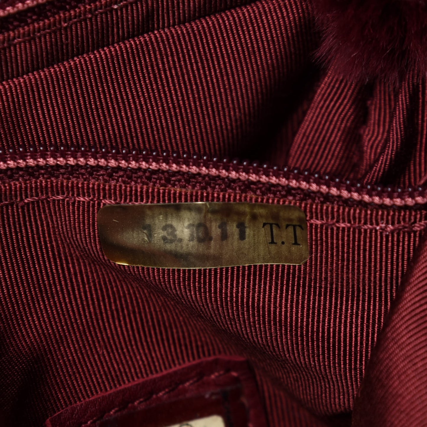 Rabbit Fur Shoulder Bag Burgundy