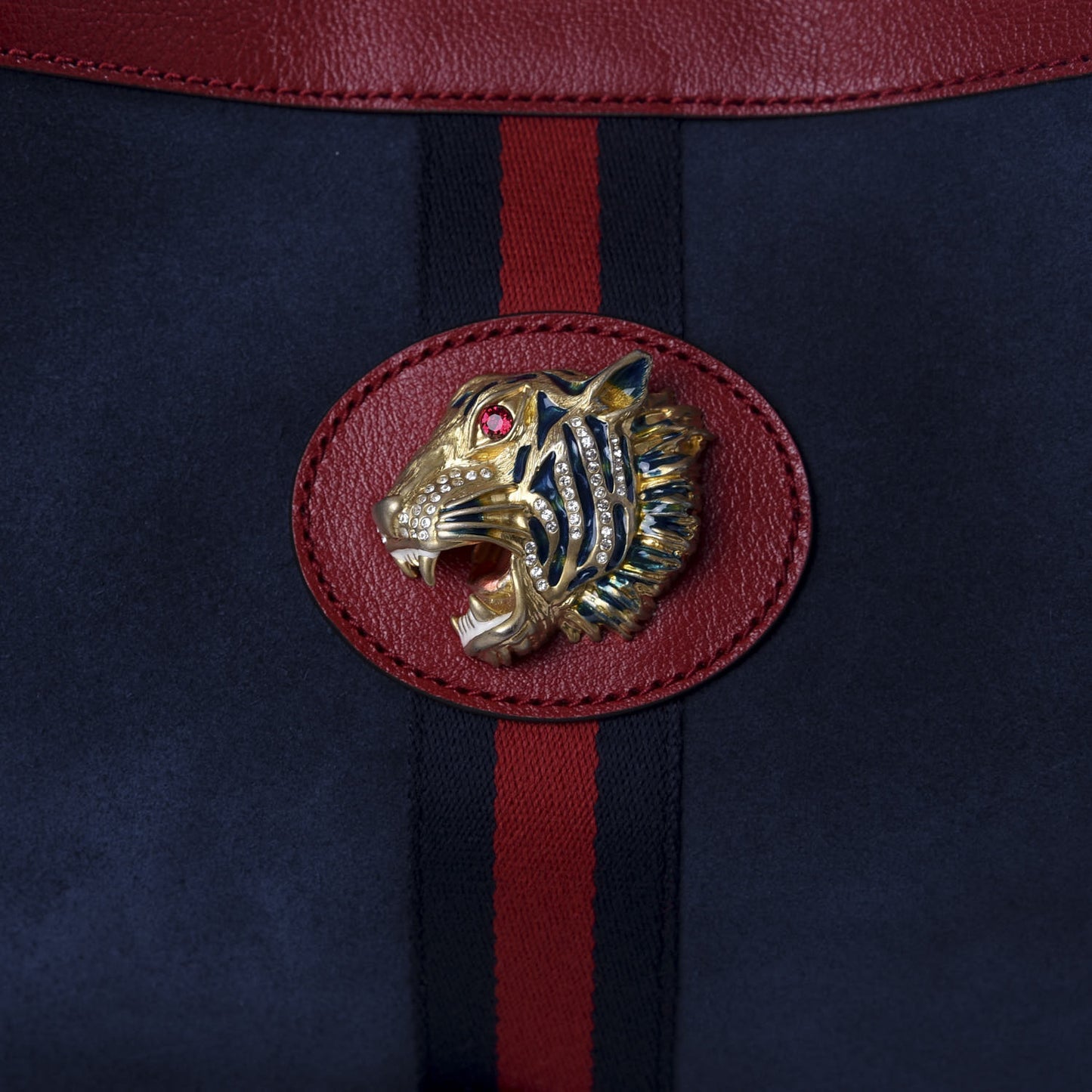 Suede Calfskin Large Rajah Chain Tote New Blue Romantic Cherry