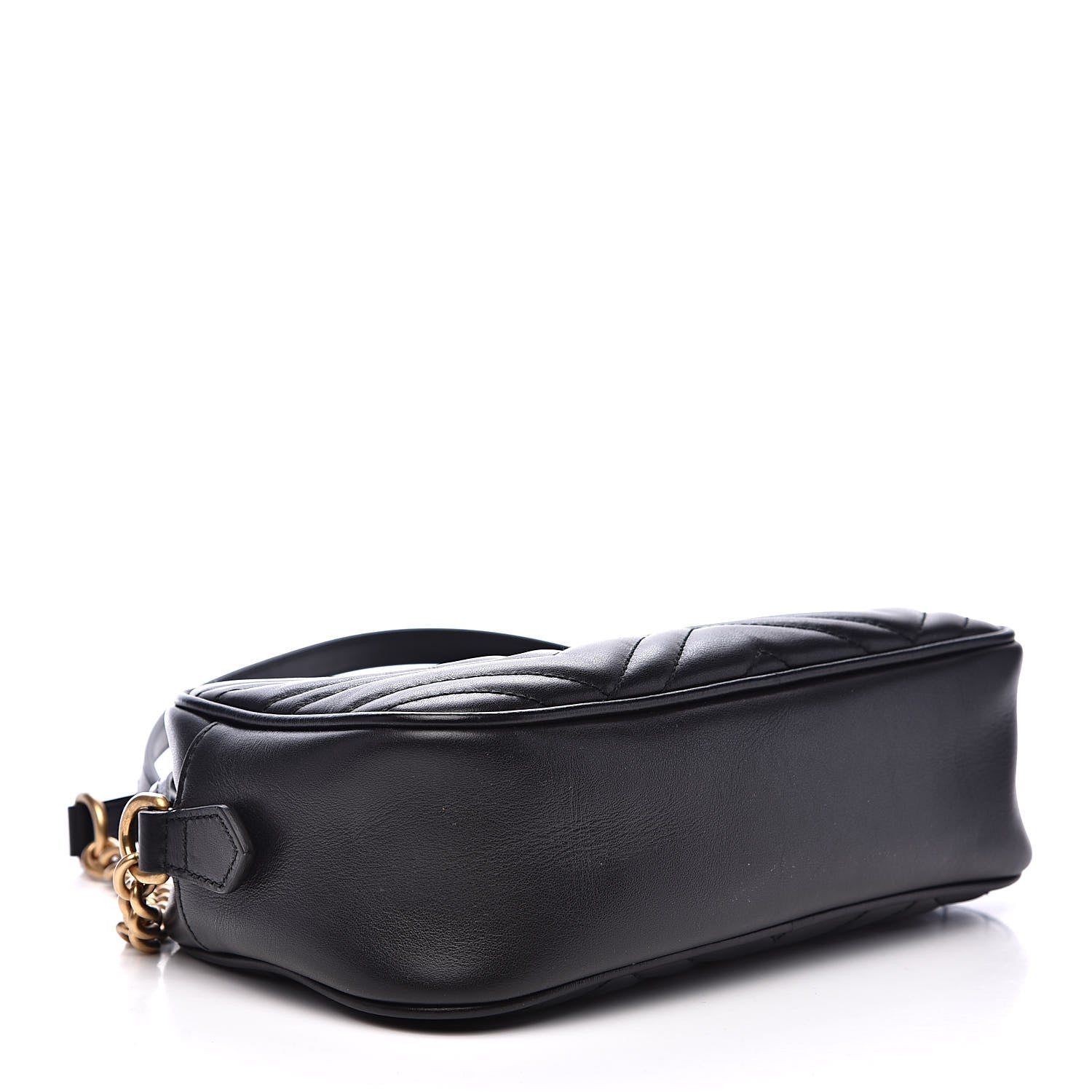 Gucci Calfskin Matelasse Small GG Marmont Chain Shoulder Bag Black 4 of 10