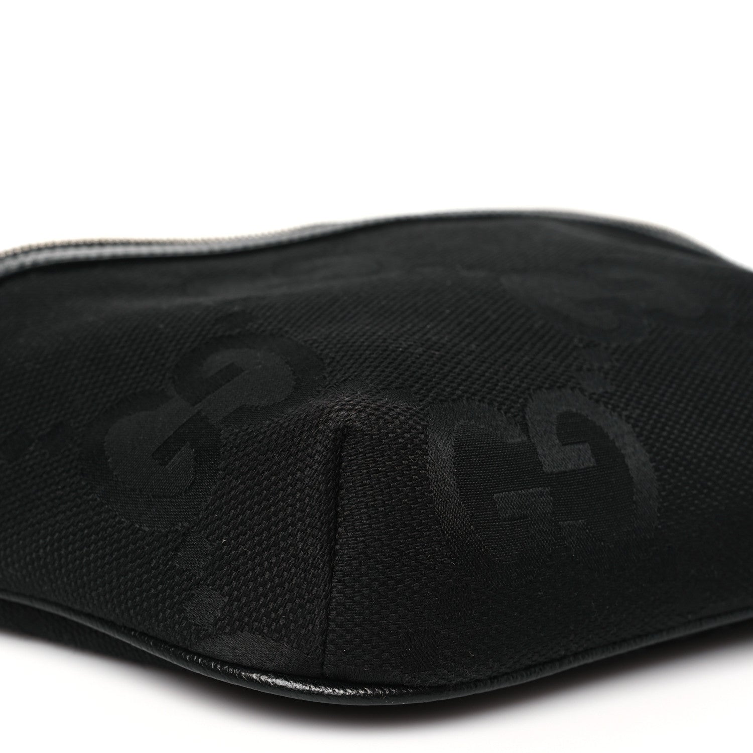 Gucci Monogram Jumbo GG Textured Dollar Calfskin Web Belt Bag Black 8 of 9
