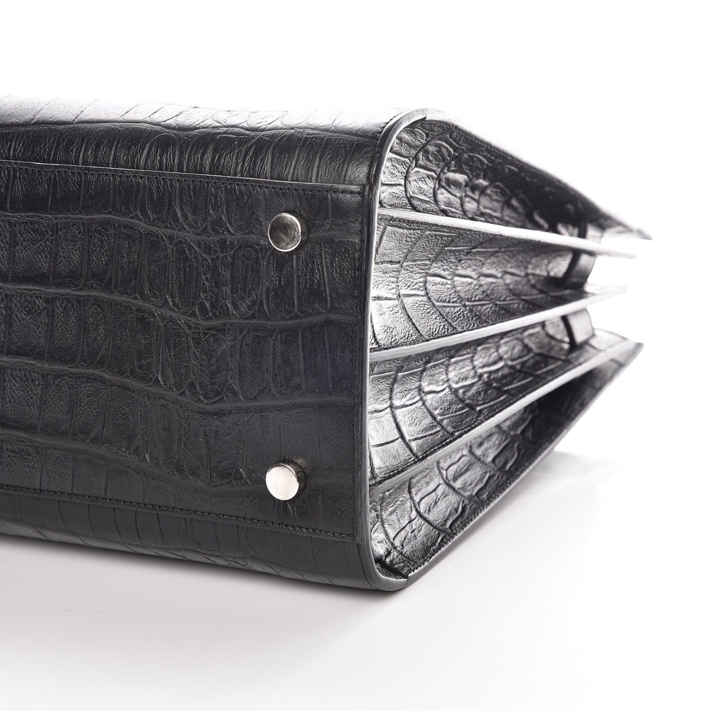 Calfskin Crocodile Embossed Small Sac de Jour Black