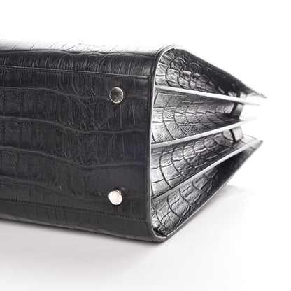 Saint Laurent Calfskin Crocodile Embossed Small Sac de Jour Black 7 of 11