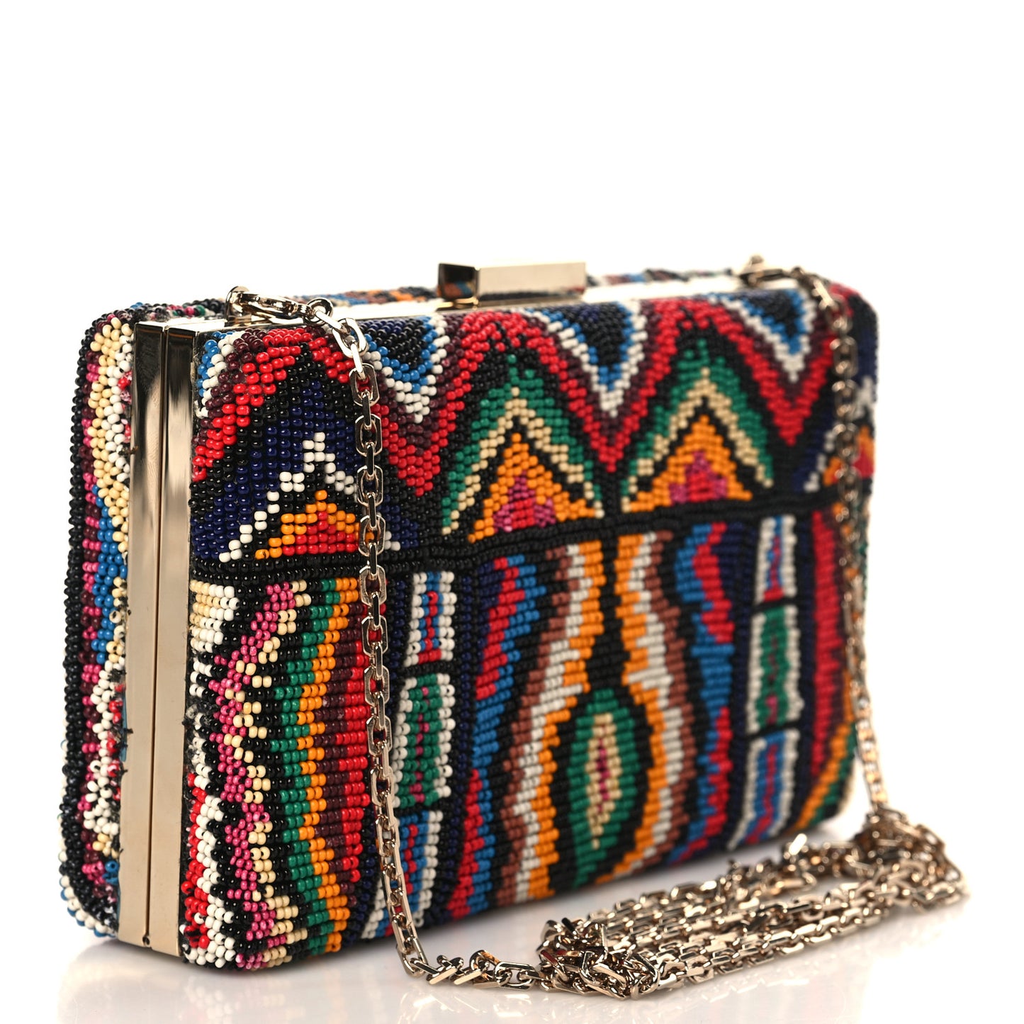 Beaded Chain Clutch Multicolor