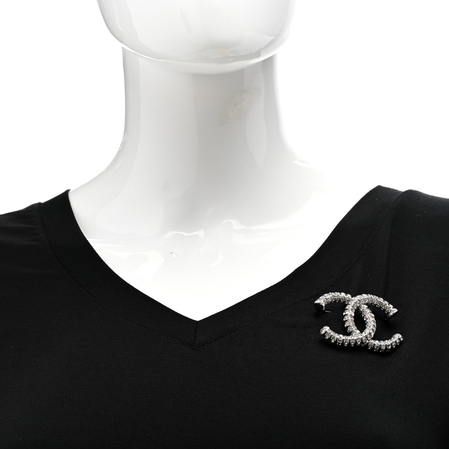 Chanel Crystal CC Brooch Silver 2 of 5