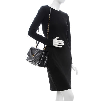 Chanel Calfskin Lizard Chevron Quilted Small Coco Handle Flap Black 2 of 9