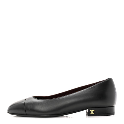 Chanel Lambskin Cap Toe CC Uniform Ballerina Flats 36.5 Black 1 of 9