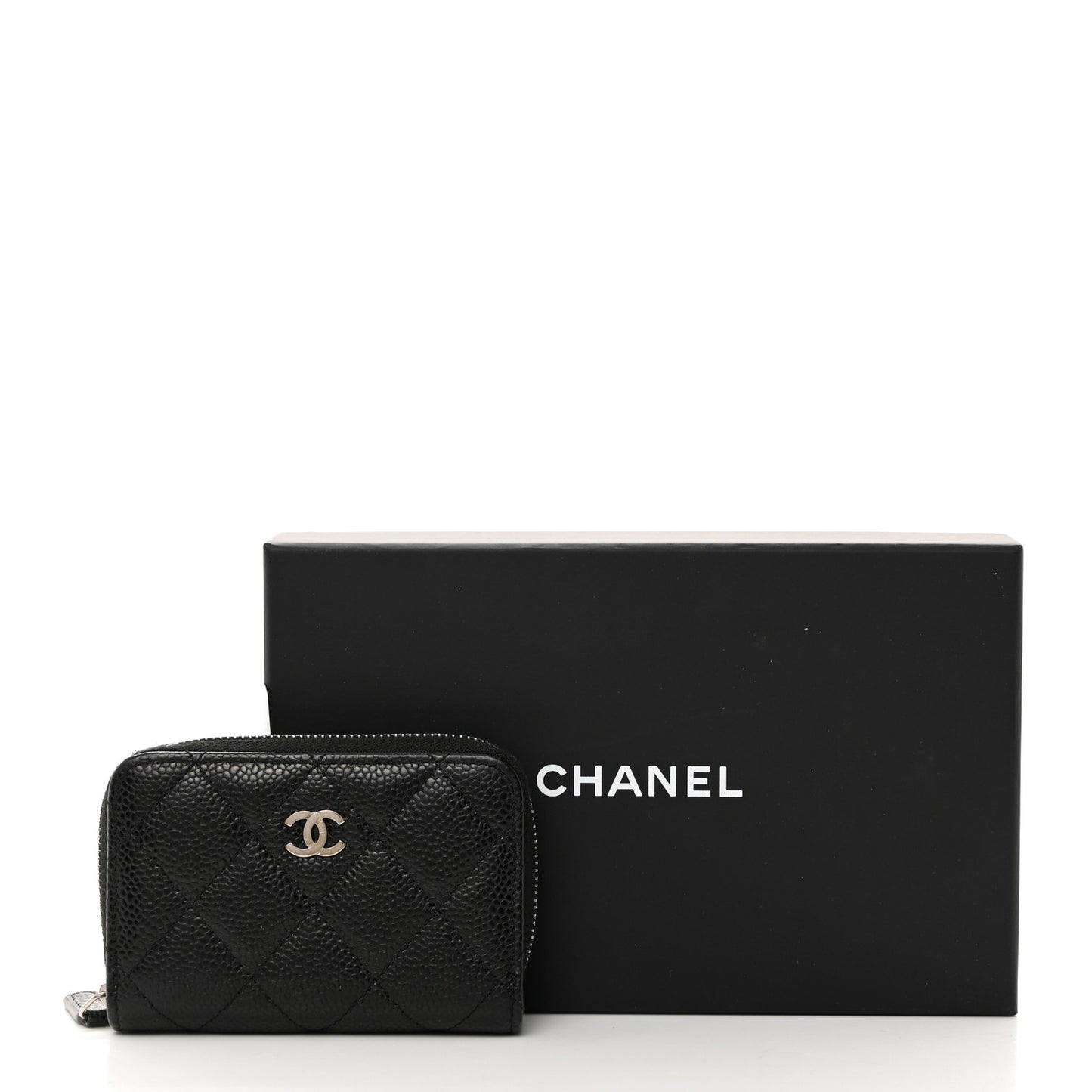 Caviar Quilted Zip Coin Purse Black
