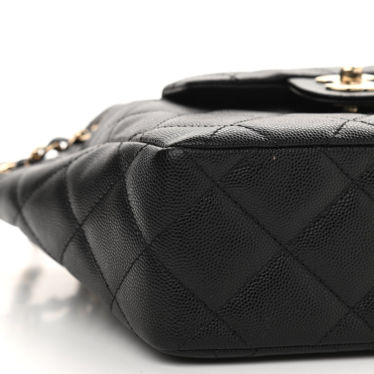 Caviar Quilted Flap Bucket Bag Black