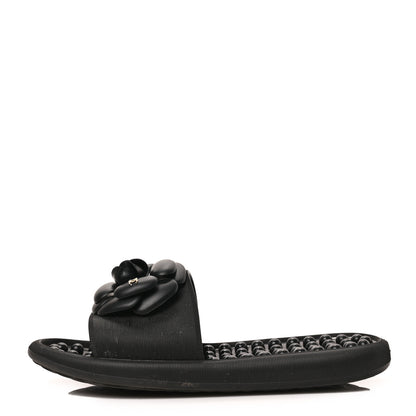 Chanel Thermoplastic PVC Camellia Mule Sandals 37 Black 1 of 7