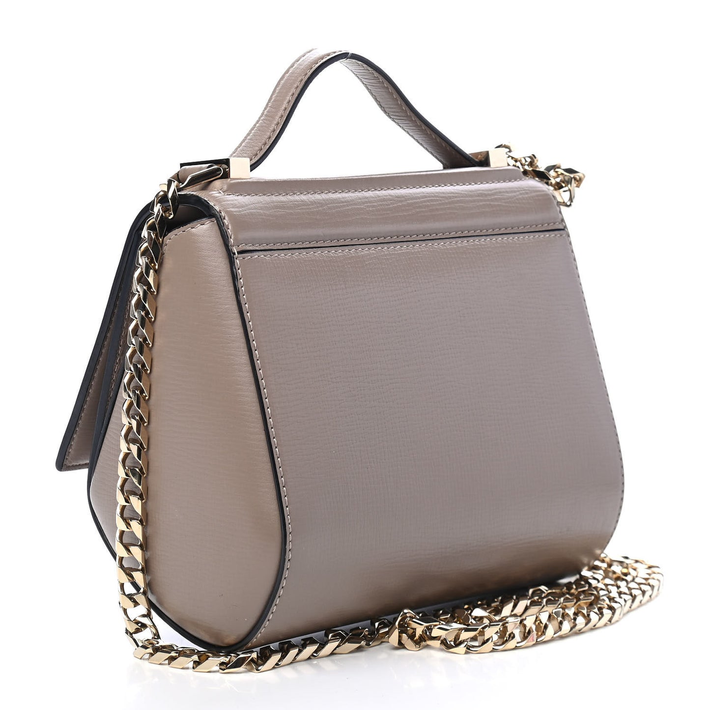 Textured Calfskin Mini Pandora Box Chain Crossbody Bag Mastic