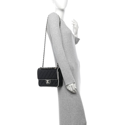 Chanel Lambskin Quilted Resin Graphic Frame Flap Bag Black White 2 of 12
