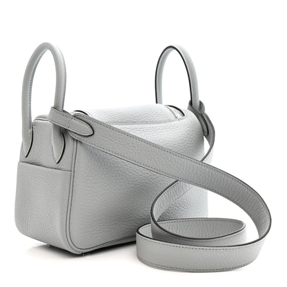 Hermes Taurillon Clemence Mini Lindy 20 Bleu Pale 3 of 11