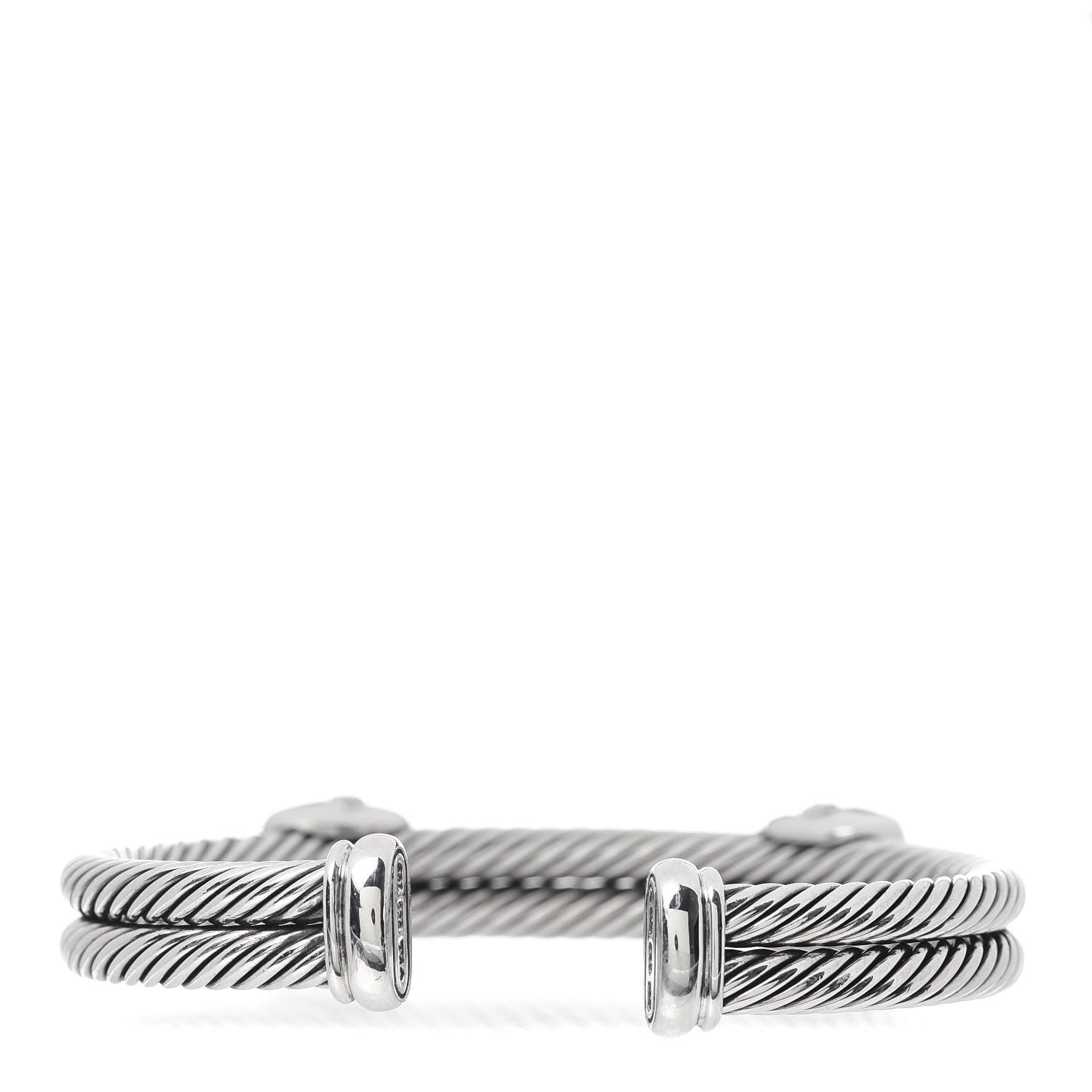 David Yurman Sterling Silver 18K Yellow Gold Blue Topaz Albion Double Station Bracelet 3 of 4