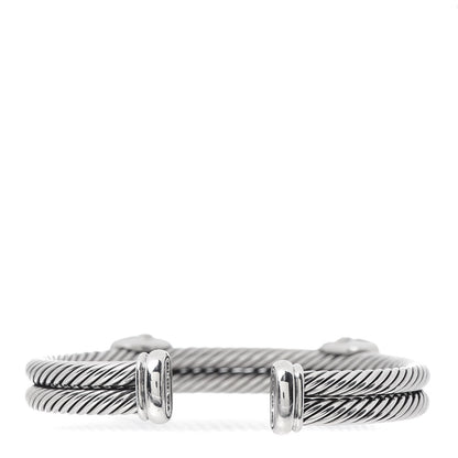David Yurman Sterling Silver 18K Yellow Gold Blue Topaz Albion Double Station Bracelet 3 of 4