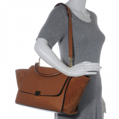 Celine Calfskin and Suede Small Trapeze Tan 2 of 9