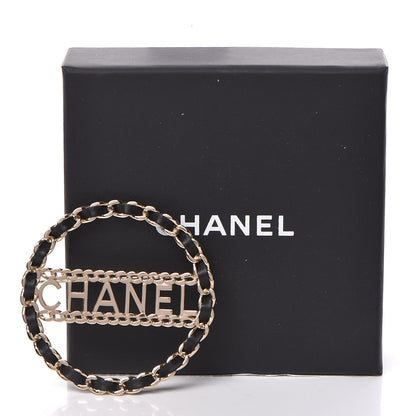 Chanel Lambskin Chain Logo Brooch Black Gold 5 of 5