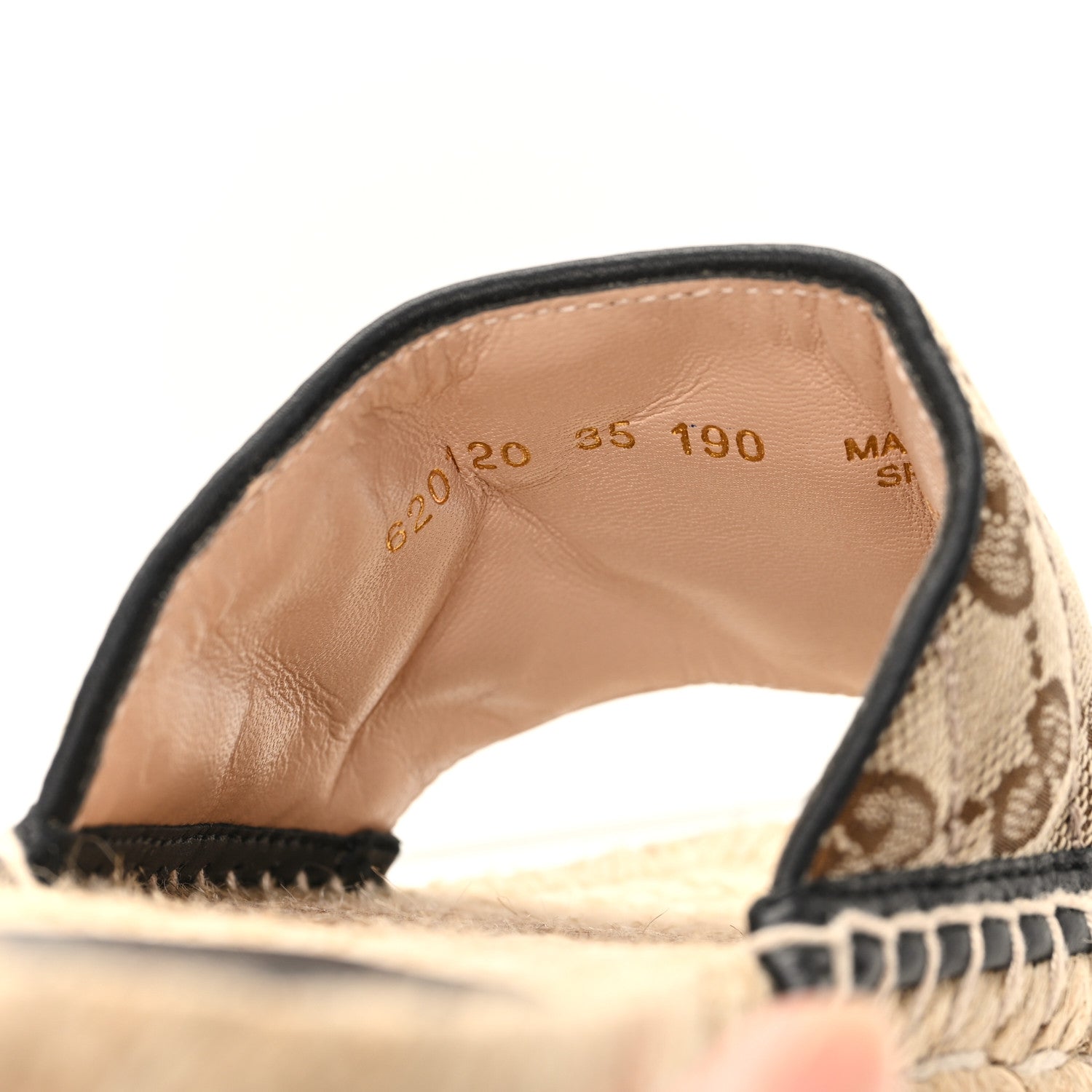Gucci Monogram Matelasse GG Marmont Espadrille 20mm Slide Sandals 35 Beige Ebony Black 9 of 9