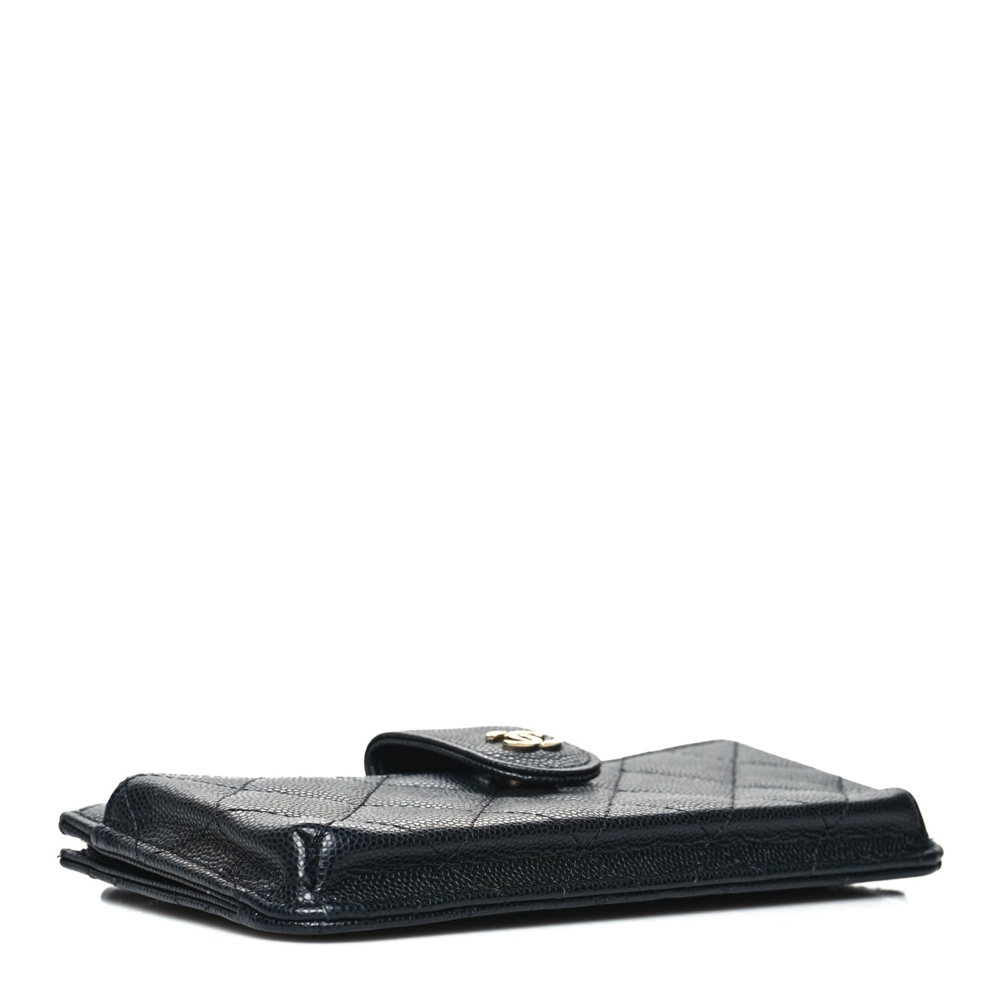 Caviar Quilted Phone Holder Zip Clutch Black