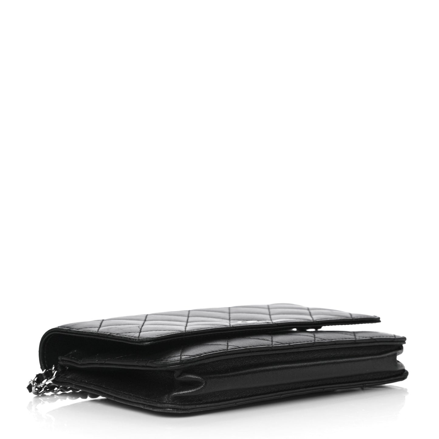 Lambskin Quilted Wallet On Chain WOC Black