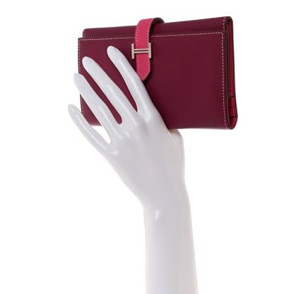 Hermes Epsom Bi-Color Tri-Fold Bearn Wallet Tosca Rose Tyrien 2 of 9