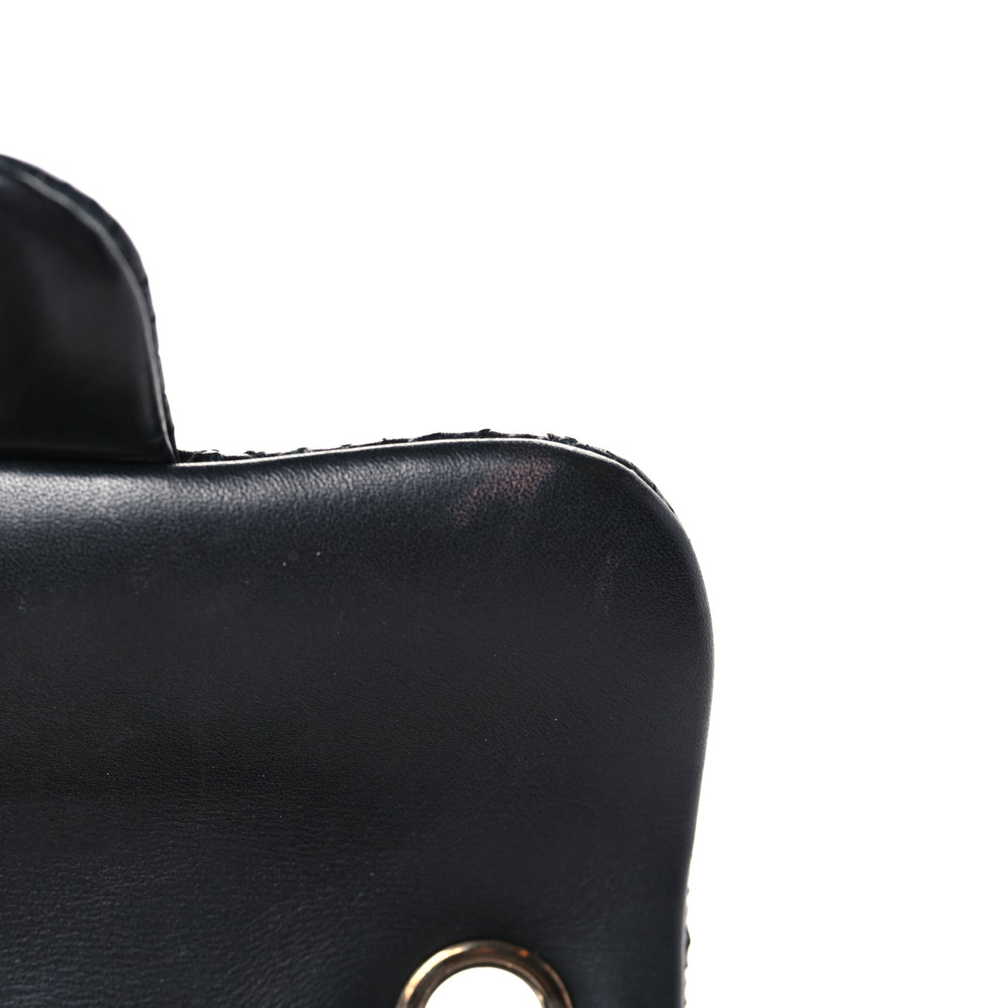 Lambskin Perforated Mini Rectangular Flap Black