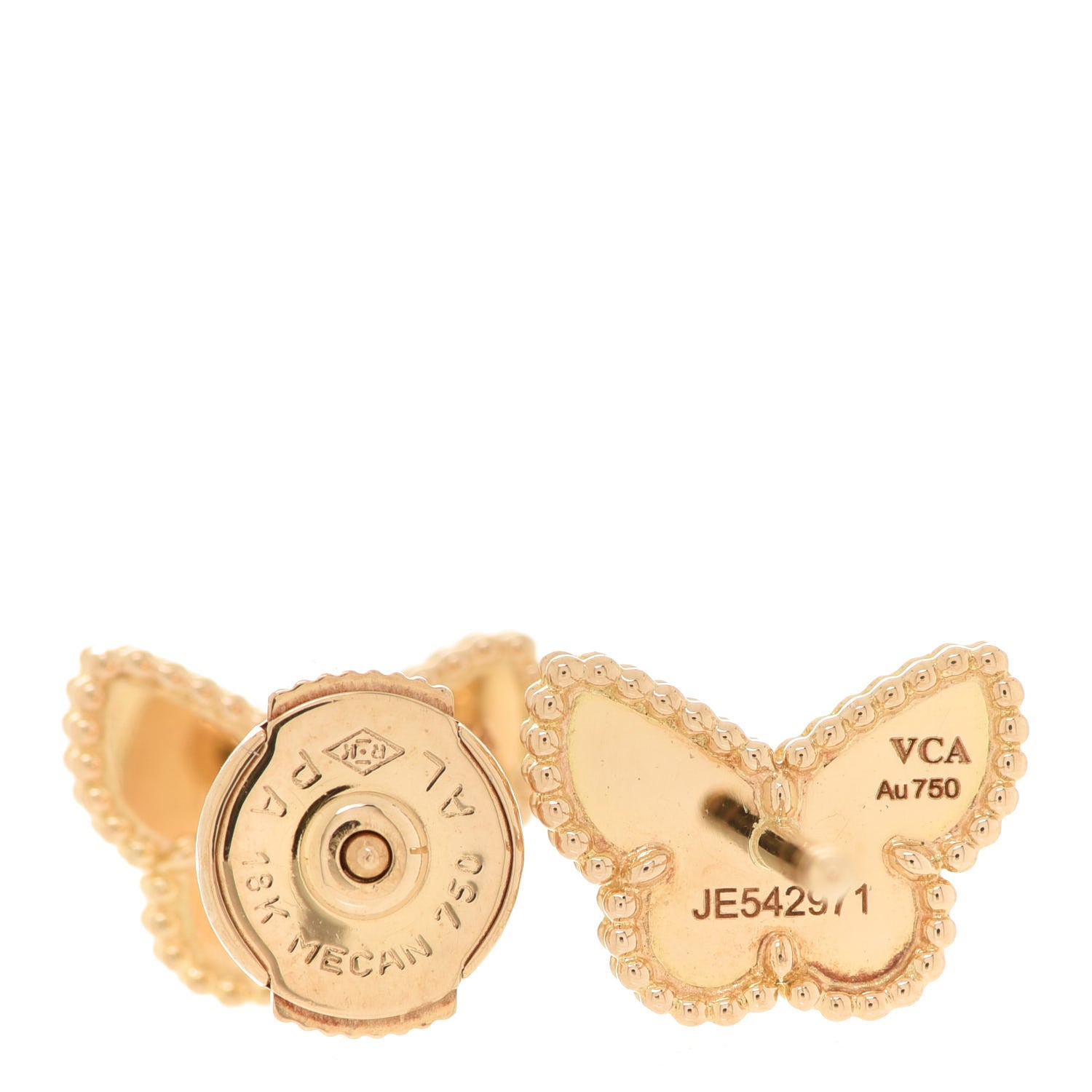 Van Cleef & Arpels 18K Yellow Gold Mother of Pearl Sweet Alhambra Butterfly Earrings 4 of 5