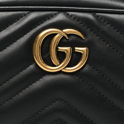 Gucci Calfskin Matelasse Mini GG Marmont Chain Shoulder Bag Black 8 of 10