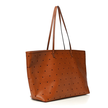 Fendi Vitello Zucca Perforated Medium Roll Tote Miel Rosso Tobacco 4 of 15