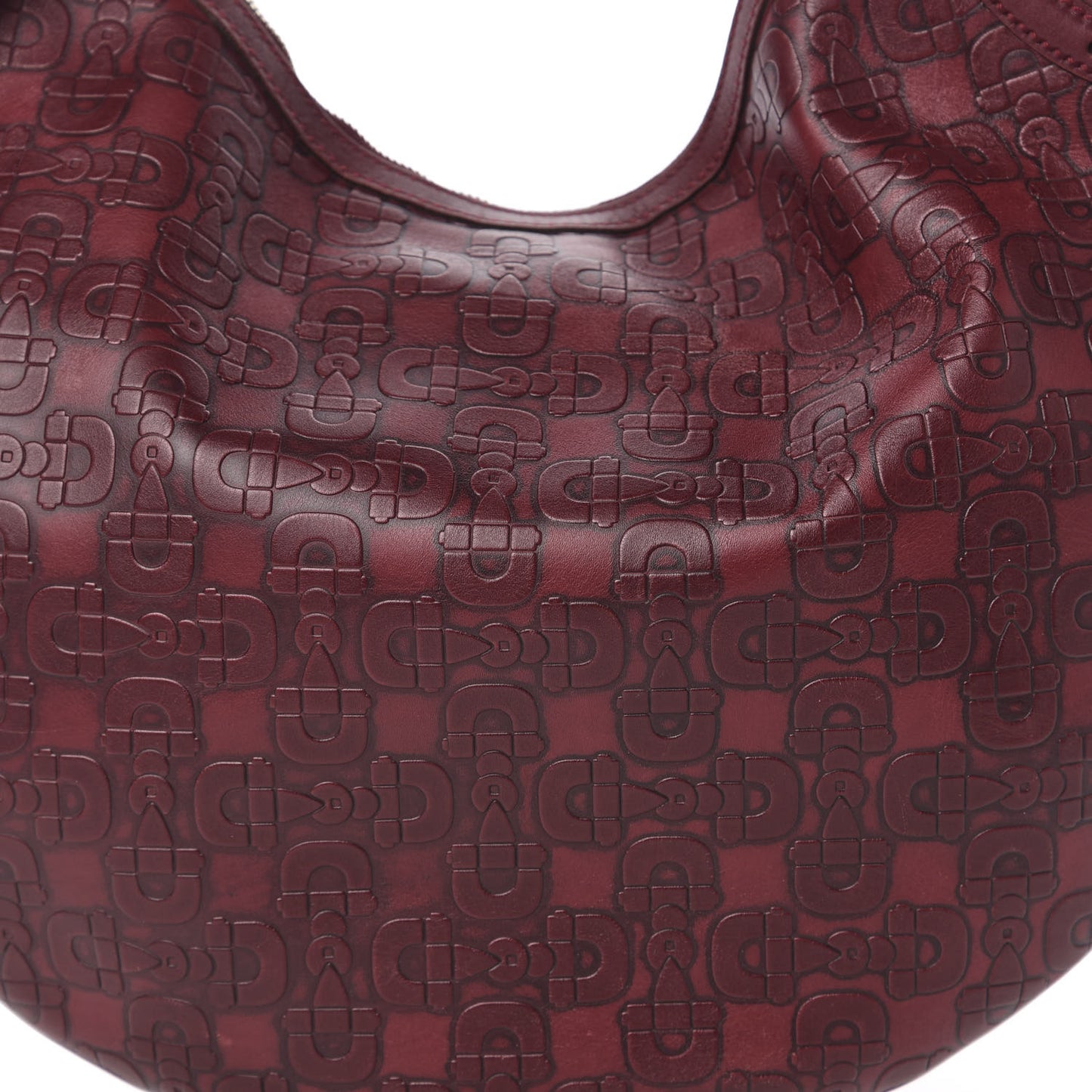 Calfskin Horsebit Embossed Glam Hobo Burgundy