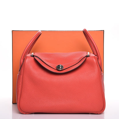 Hermes Taurillon Clemence Lindy 30 Rouge Pivoine 9 of 9
