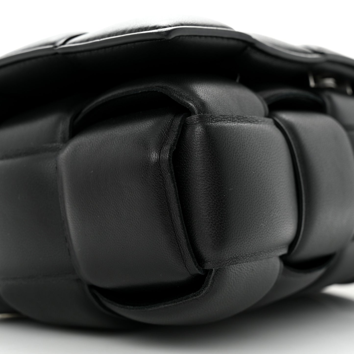 Lambskin Maxi Intreccio Padded Chain Cassette Crossbody Bag Black