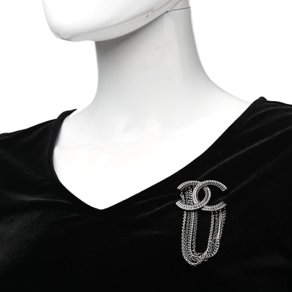 Chanel Ruthenium Crystal Multi Strand Chain CC Brooch Silver 2 of 4