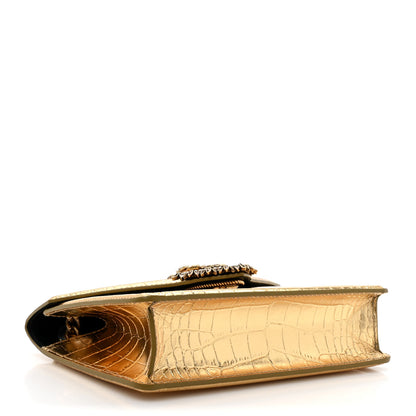 Dolce & Gabbana Metallic Calfskin Crocodile Embossed Mini Devotion Envelope Bag Gold 4 of 11