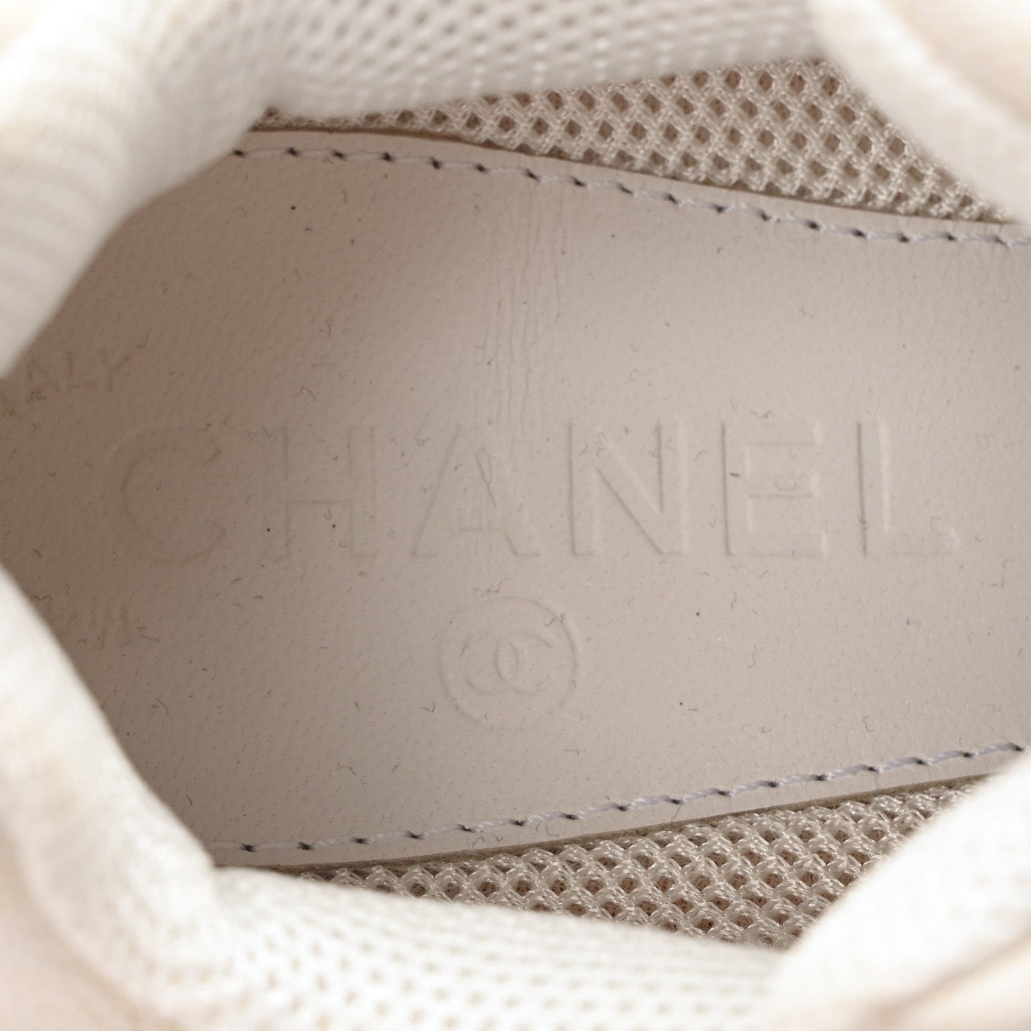 Chanel Suede Calfskin CC Sneakers 40 White Grey 8 of 9