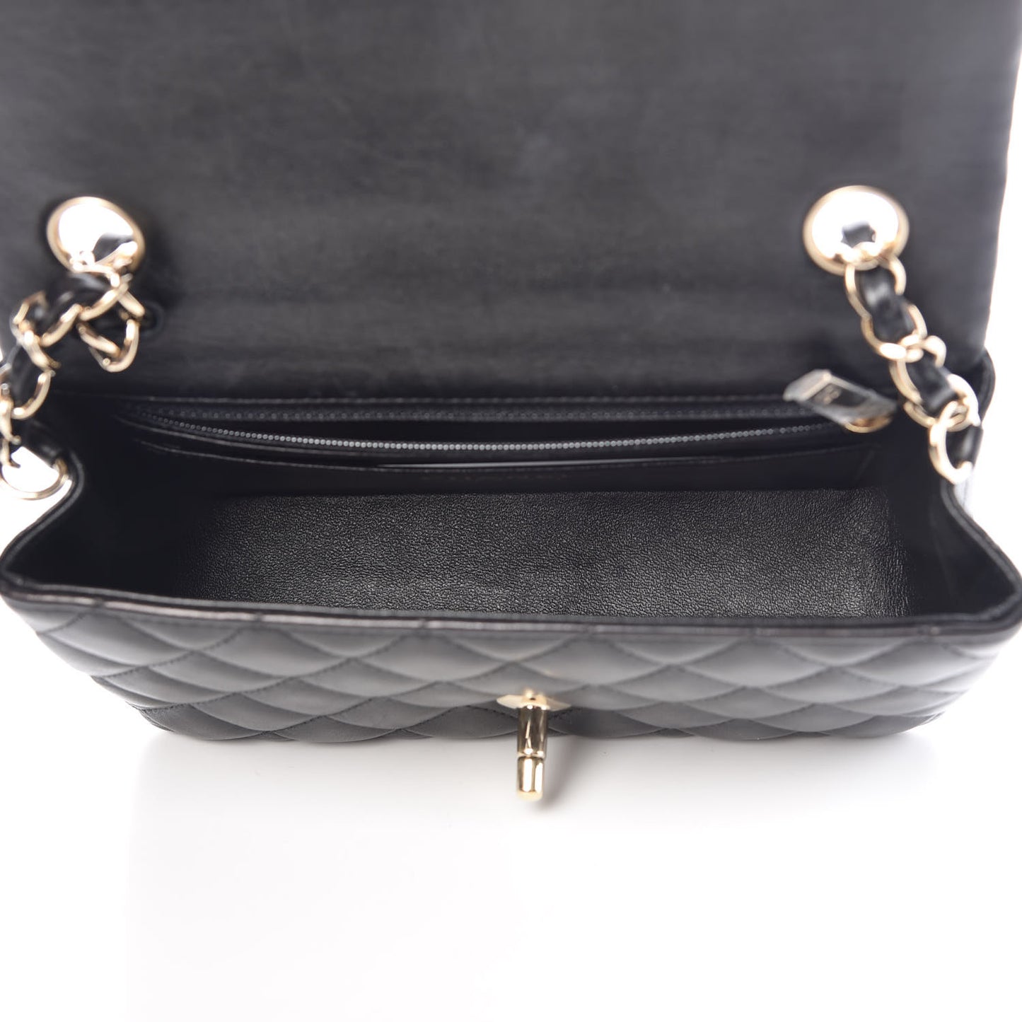 Lambskin Quilted Mini Rectangular Flap Black