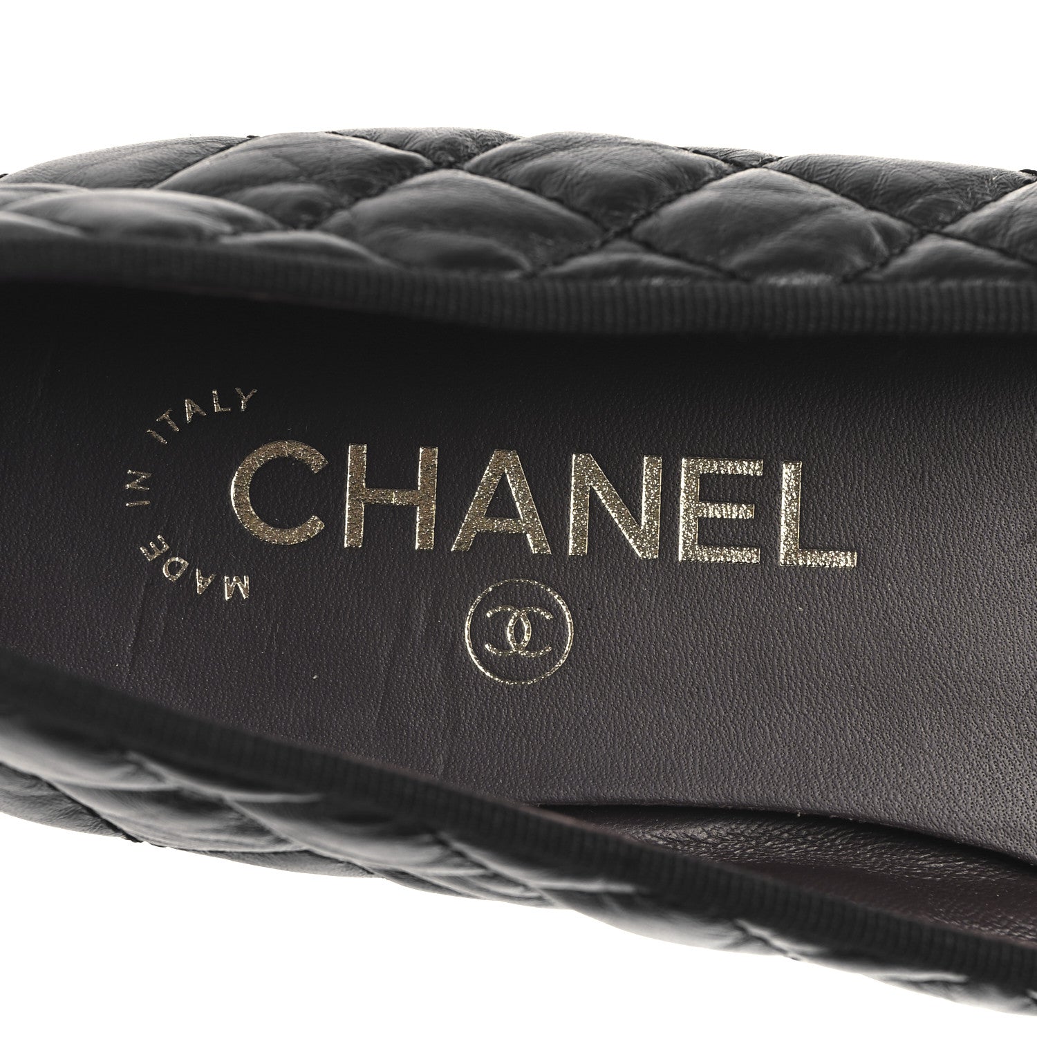 Chanel Aged Calfskin Quilted CC Cap Toe Ballerina Flats 39 Black 9 of 10