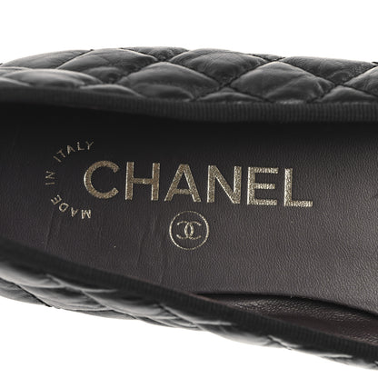 Chanel Aged Calfskin Quilted CC Cap Toe Ballerina Flats 39 Black 9 of 10