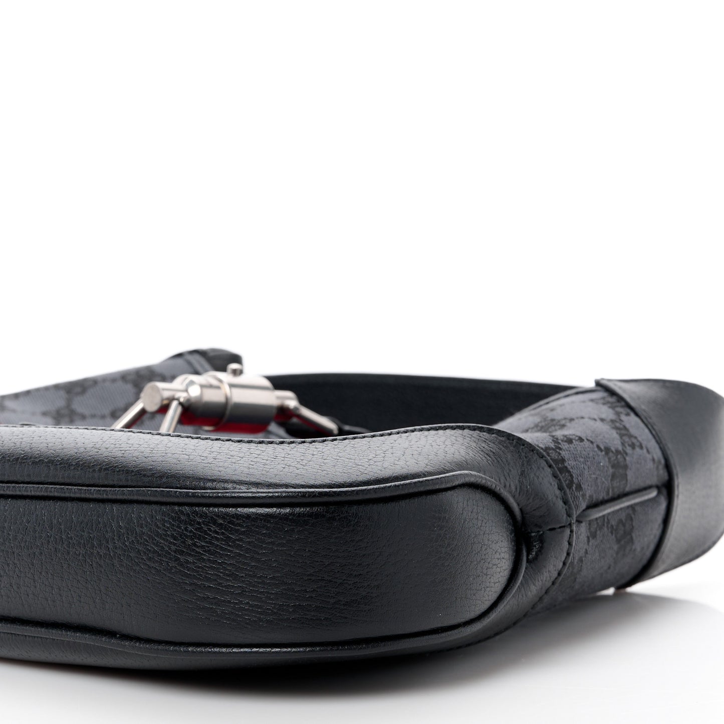 X BALENCIAGA BB Monogram Calfskin Web Small Jackie 1961 Hobo Black