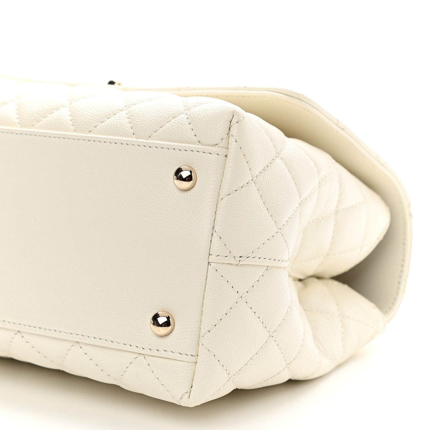 Caviar Quilted Small Coco Handle Flap White