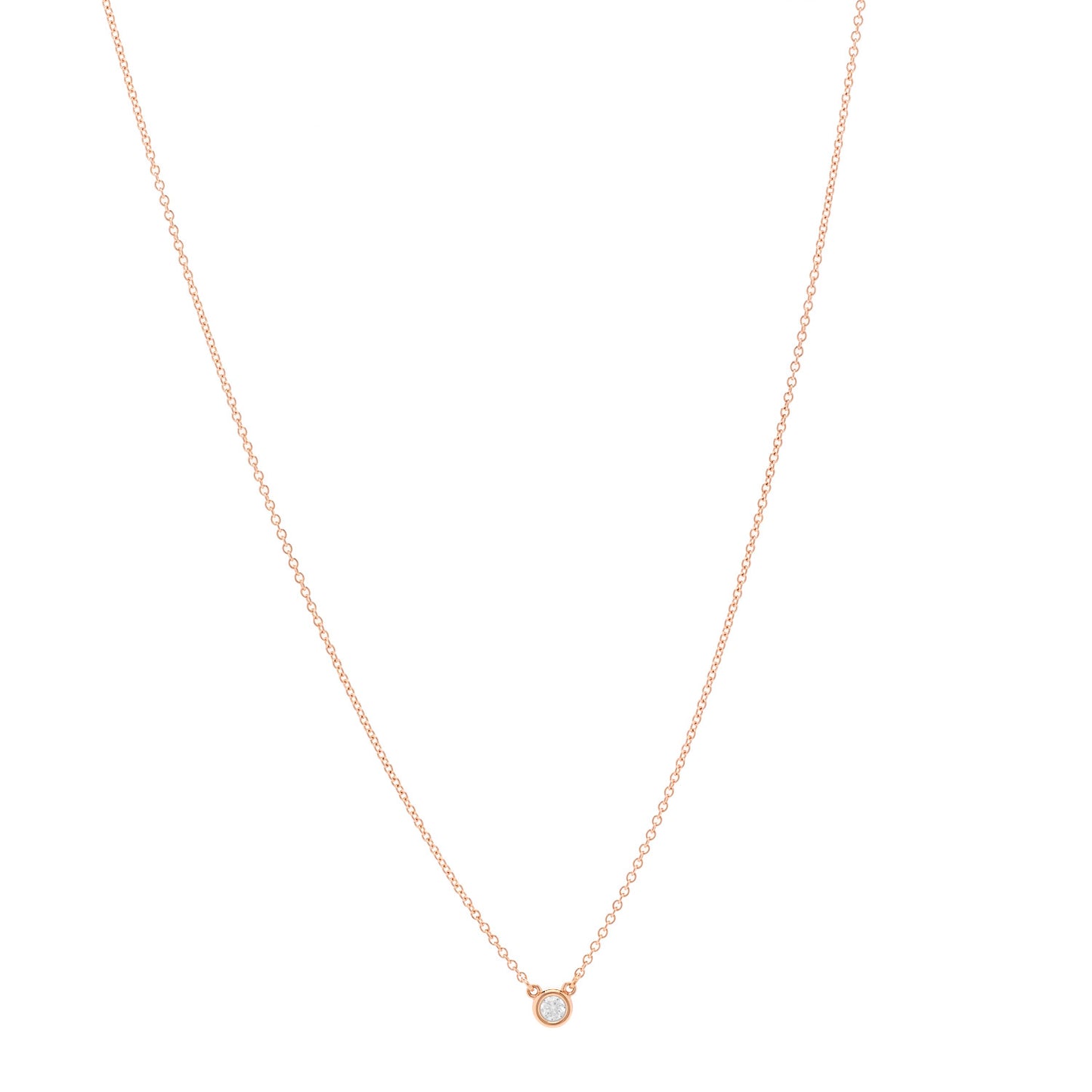 18K Rose Gold Diamond .07ct Elsa Peretti Diamonds by the Yard Pendant Necklace