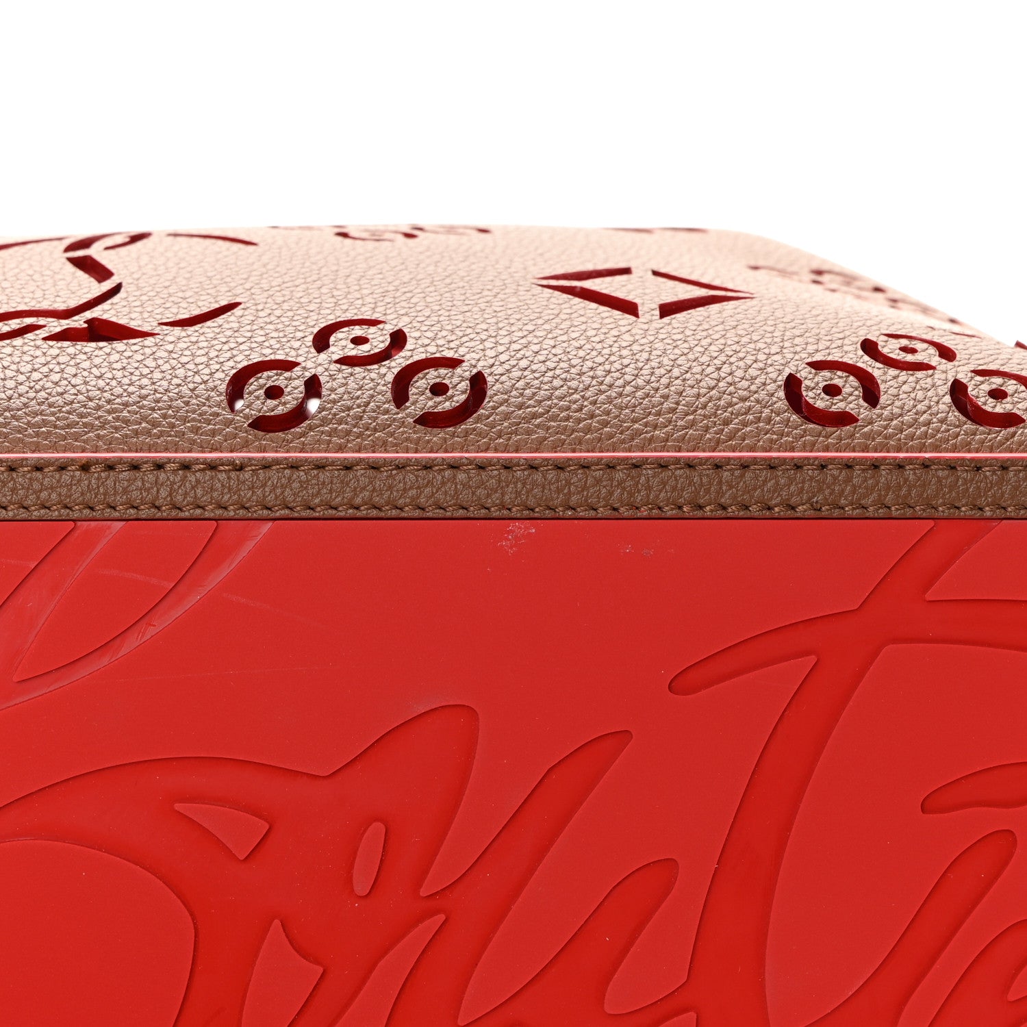 Christian Louboutin Calfskin Loubinthesky Large Perforated Cabarock Spikes Tote Biscotto 10 of 12