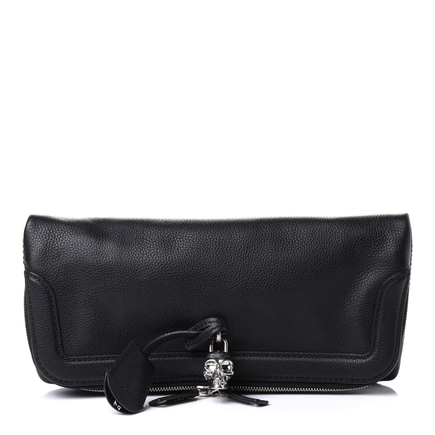 Alexander McQueen Grainy Calfskin Padlock Skull Clutch Black 2 of 8